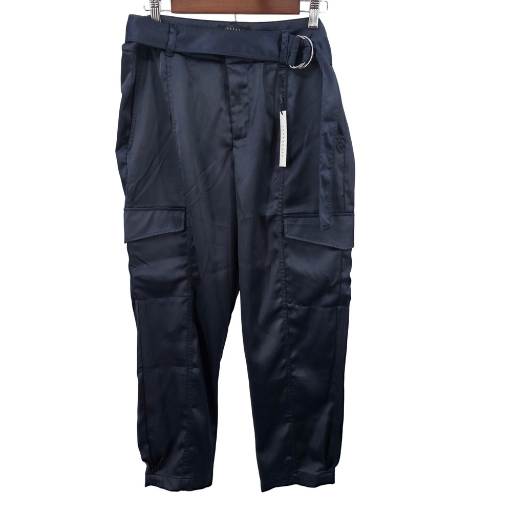 Sanctuary Navy Blue Satin Cargo Pants‎ with Belt & D Ring - Size 31